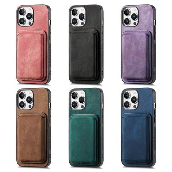 For iPhone 16e Retro Leather Card Bag Magnetic Phone Case(Black)