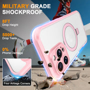 For iPhone 16 Pro Max Skin Feel MagSafe Holder 360 Full Body Phone Case(Pink)