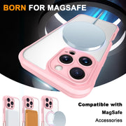 For iPhone 16 Pro Max Skin Feel MagSafe Holder 360 Full Body Phone Case(Pink)