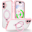 For iPhone 16 Skin Feel MagSafe Holder 360 Full Body Phone Case(Pink) - iPhone 16 Cases by PMC TechLife | Online Shopping South Africa | PMC TechLife | Buy Now Pay Later Mobicred