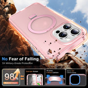 For iPhone 16 Pro Max Frosted Skin Feel MagSafe Holder 360 Full Body Phone Case(Pink)