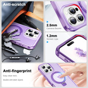 For iPhone 16 Pro Max Frosted Skin Feel MagSafe Holder 360 Full Body Phone Case(Purple)