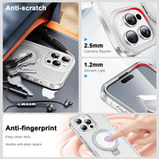 For iPhone 16 Pro Max Frosted Skin Feel MagSafe Holder 360 Full Body Phone Case(Transparent)