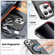 For iPhone 16 Pro Frosted Skin Feel MagSafe Holder 360 Full Body Phone Case(Black)
