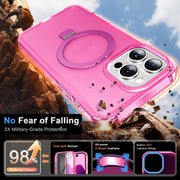 For iPhone 16 Pro Frosted Skin Feel MagSafe Holder 360 Full Body Phone Case(Rose Red)