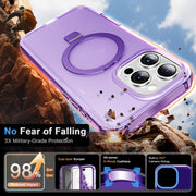 For iPhone 16 Pro Frosted Skin Feel MagSafe Holder 360 Full Body Phone Case(Purple)