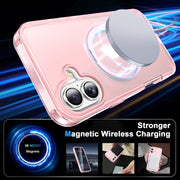 For iPhone 16 Plus Frosted Skin Feel MagSafe Holder 360 Full Body Phone Case(Pink)