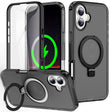 For iPhone 16 Plus Frosted Skin Feel MagSafe Holder 360 Full Body Phone Case(Black) - free shipping - PMC TechLife - Order now!