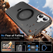 For iPhone 16 Plus Frosted Skin Feel MagSafe Holder 360 Full Body Phone Case(Black)
