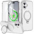 For iPhone 16 Plus Frosted Skin Feel MagSafe Holder 360 Full Body Phone Case(Transparent) - iPhone 16 Plus Cases by PMC TechLife | Online Shopping South Africa | PMC TechLife | Buy Now Pay Later Mobicred