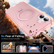 For iPhone 16 Frosted Skin Feel MagSafe Holder 360 Full Body Phone Case(Pink)