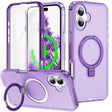 For iPhone 16 Frosted Skin Feel MagSafe Holder 360 Full Body Phone Case(Purple) - iPhone 16 Cases by PMC TechLife | Online Shopping South Africa | PMC TechLife | Buy Now Pay Later Mobicred