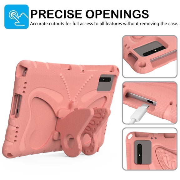 For Lenovo Tab M11 / Xiaoxin Pad 11 2024 Butterfly Bracket EVA Shockproof Tablet Case(Pink Orange)