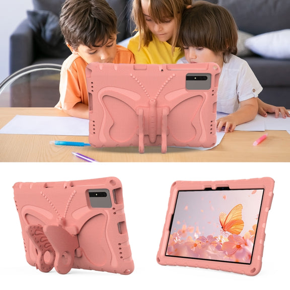 For Lenovo Tab M11 / Xiaoxin Pad 11 2024 Butterfly Bracket EVA Shockproof Tablet Case(Pink Orange)