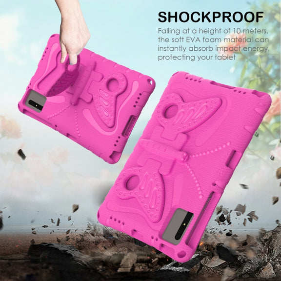 For Lenovo Tab M11 / Xiaoxin Pad 11 2024 Butterfly Bracket EVA Shockproof Tablet Case(RoseRed)