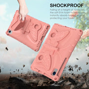 For Lenovo Tab K10 TB-X6C6F 10.3 Butterfly Bracket EVA Shockproof Tablet Case(Pink Orange)