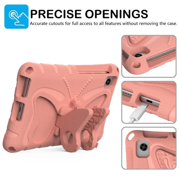 For Lenovo Tan M8 Gen4 8.0 2023 Butterfly Bracket EVA Shockproof Tablet Case(Pink Orange)