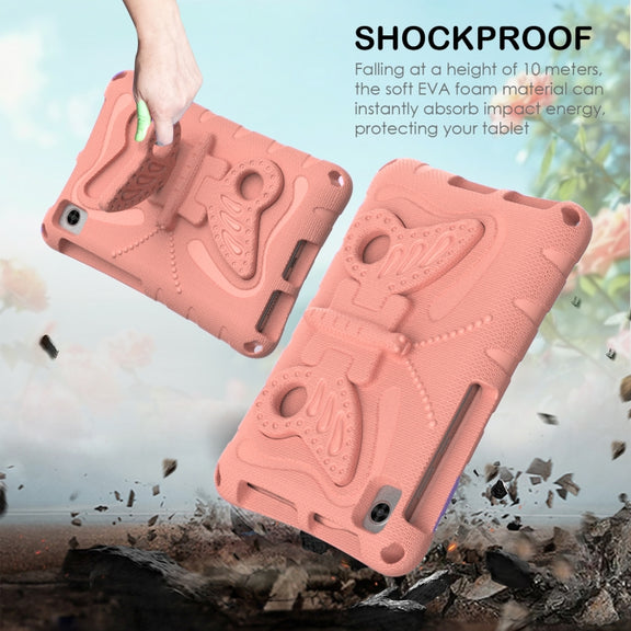 For Lenovo Tan M8 Gen4 8.0 2023 Butterfly Bracket EVA Shockproof Tablet Case(Pink Orange)