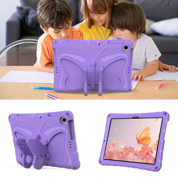 For Lenovo Tab M10 HD TB-328 10.1 Butterfly Bracket EVA Shockproof Tablet Case(Light Purple)