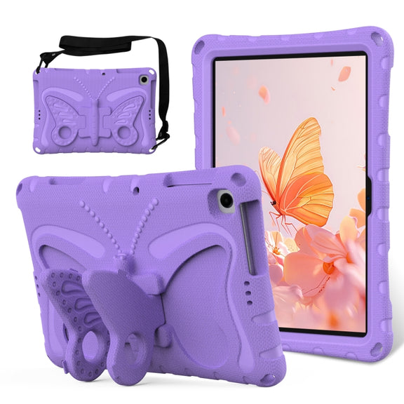 For Lenovo Tab M10 HD TB-328 10.1 Butterfly Bracket EVA Shockproof Tablet Case(Light Purple)