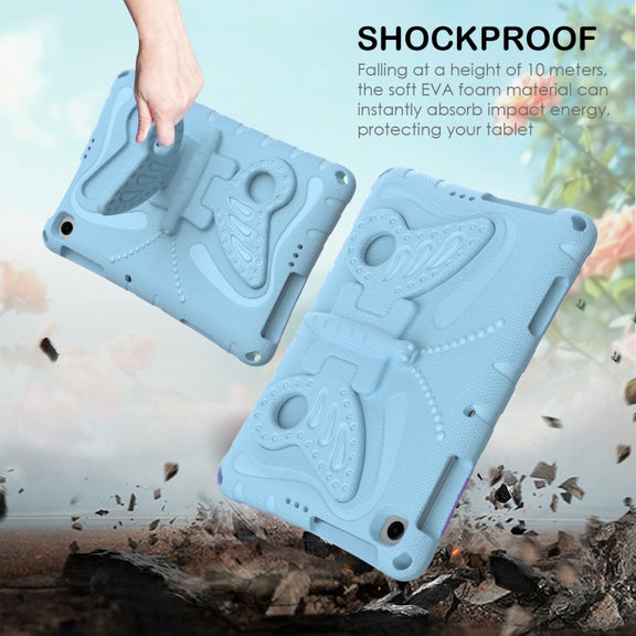 For Lenovo Tab M10 HD TB-328 10.1 Butterfly Bracket EVA Shockproof Tablet Case(Light Blue)