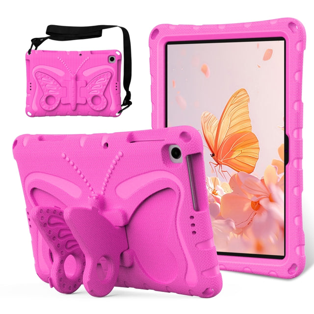 For Lenovo Tab M10 HD TB-328 10.1 Butterfly Bracket EVA Shockproof Tablet Case(RoseRed)