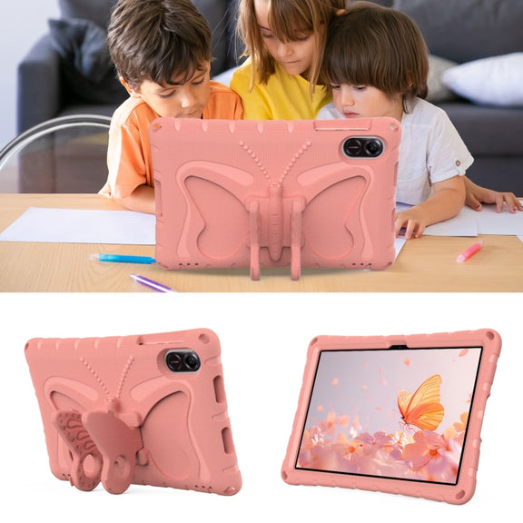 For Honor Pad X9 Butterfly Bracket EVA Shockproof Tablet Case(Pink Orange)