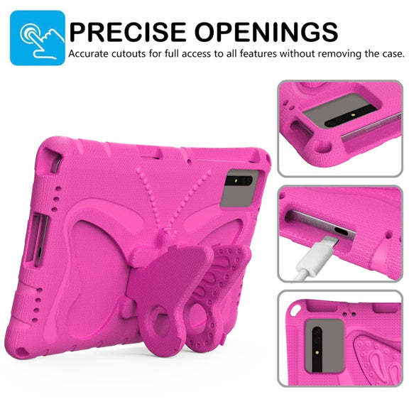 For Honor Tablet V7 11 2021 Butterfly Bracket EVA Shockproof Tablet Case(Rose Red)