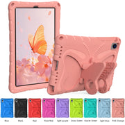 For Huawei MatePad SE 10.4 Butterfly Bracket EVA Shockproof Tablet Case(Pink Orange)