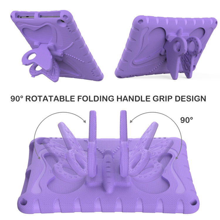For Amazon Kindle Fire Max 11 2023 Butterfly Bracket EVA Shockproof Tablet Case(Light Purple)