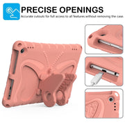 For Amazon Kindle Fire HD10 2021/2023 Butterfly Bracket EVA Shockproof Tablet Case(Pink Orange)
