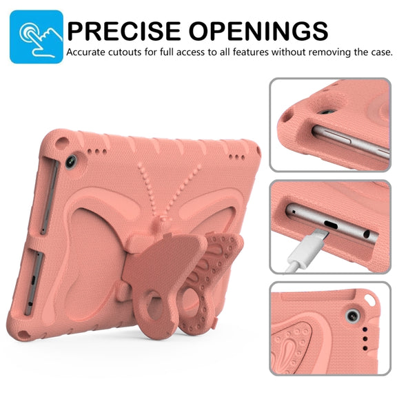 For Amazon Kindle Fire HD10 2021/2023 Butterfly Bracket EVA Shockproof Tablet Case(Pink Orange)
