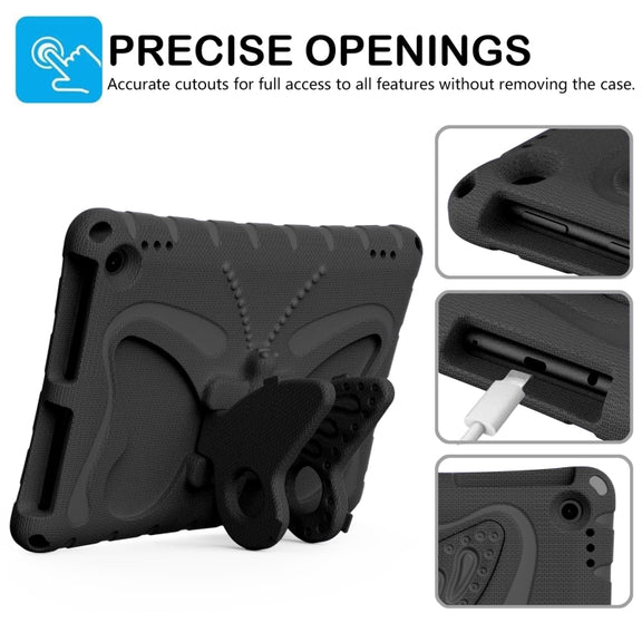 For Amazon Kindle Fire HD10 2021/2023 Butterfly Bracket EVA Shockproof Tablet Case(Black)