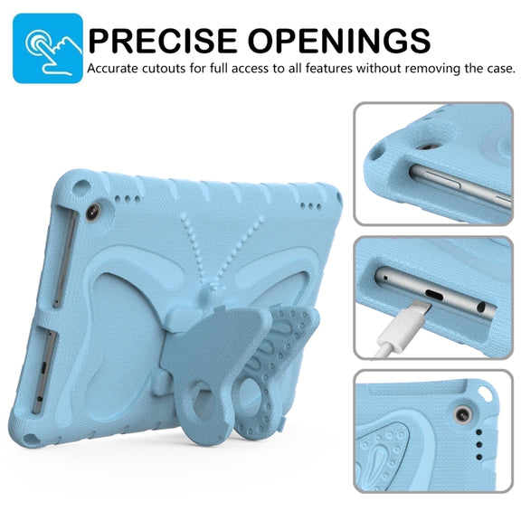 For Amazon Kindle Fire HD10 2021/2023 Butterfly Bracket EVA Shockproof Tablet Case(Light Blue)