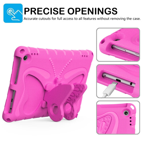 For Amazon Kindle Fire HD10 2021/2023 Butterfly Bracket EVA Shockproof Tablet Case(Rose Red)