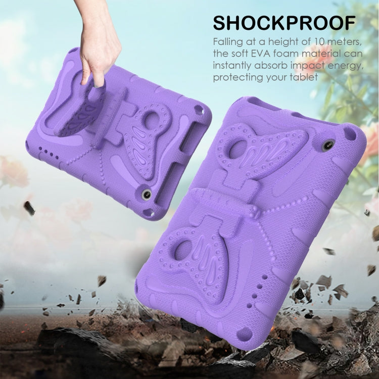 For Amazon Kindle Fire HD7 2022 Butterfly Bracket EVA Shockproof Tablet Case(Light Purple)