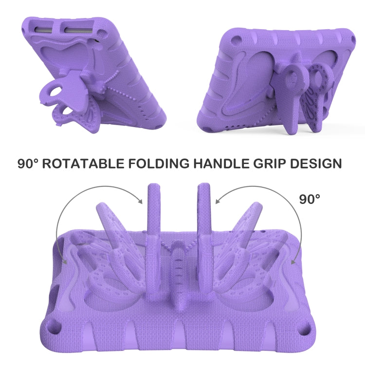 For Amazon Kindle Fire HD7 2022 Butterfly Bracket EVA Shockproof Tablet Case(Light Purple)