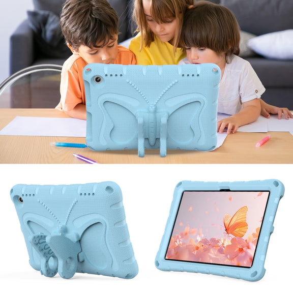 For Amazon Kindle Fire HD8 /8 Plus 2020/2022 Butterfly Bracket EVA Shockproof Tablet Case(Light Blue)