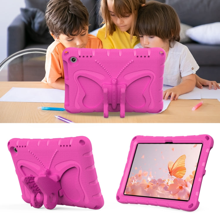 For Amazon Kindle Fire HD8 /8 Plus 2020/2022 Butterfly Bracket EVA Shockproof Tablet Case(Rose Red) - Amazon by PMC TechLife | Online Shopping South Africa | PMC TechLife | Buy Now Pay Later Mobicred