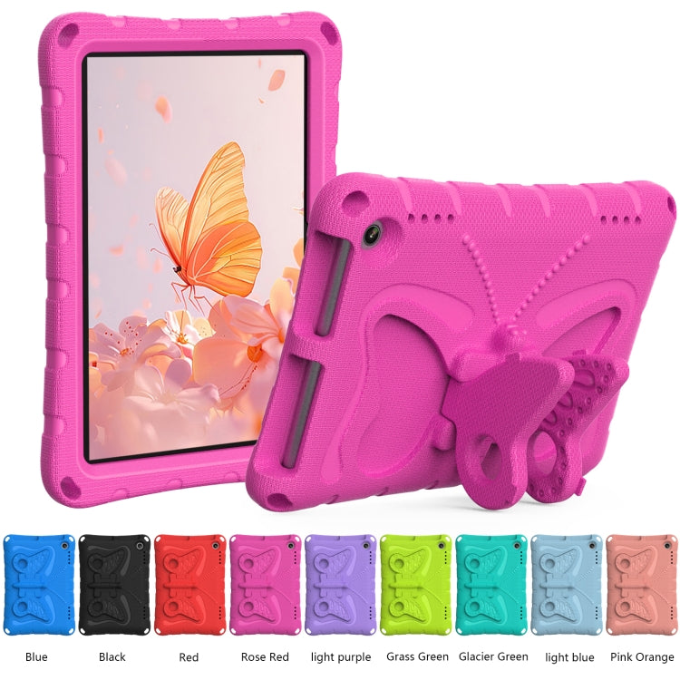 For Amazon Kindle Fire HD8 /8 Plus 2020/2022 Butterfly Bracket EVA Shockproof Tablet Case(Rose Red) - Amazon by PMC TechLife | Online Shopping South Africa | PMC TechLife | Buy Now Pay Later Mobicred