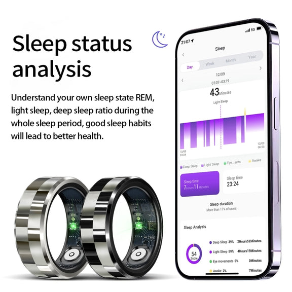 R9 SIZE 8 Smart Ring, Support Wellness Tracking / Gesture Control / Somatosensory Games(Black)