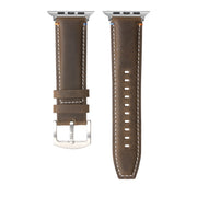 Stitched Genuine Leather Watch Band For Apple Watch 46mm / 49mm / 45mm / 44mm(Frosted  Olive)