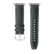 Stitched Genuine Leather Watch Band For Apple Watch 42mm / 41mm / 40mm / 38mm(Frosted Green)