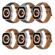 Stitched Genuine Leather Watch Band For Apple Watch 46mm / 49mm / 45mm / 44mm(Pull Up Leather Coffee)