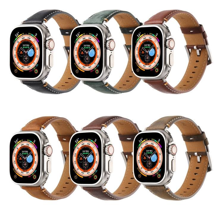 Stitched Genuine Leather Watch Band For Apple Watch 42mm / 41mm / 40mm / 38mm(Pull Up Leather Coffee)