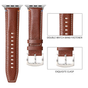 Stitched Genuine Leather Watch Band For Apple Watch 46mm / 49mm / 45mm / 44mm(Pull Up Leather Black)