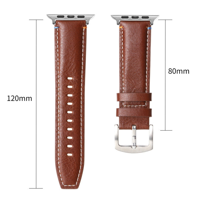 Stitched Genuine Leather Watch Band For Apple Watch 46mm / 49mm / 45mm / 44mm(Pull Up Leather Brown)