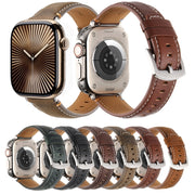 Stitched Genuine Leather Watch Band For Apple Watch 46mm / 49mm / 45mm / 44mm(Pull Up Leather Black)