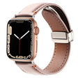 Magnetic Buckle Stitched Genuine Leather Watch Band For Apple Watch 46mm / 49mm / 45mm / 44mm(Pink) - Watch Bands by PMC TechLife | Online Shopping South Africa | PMC TechLife | Buy Now Pay Later Mobicred