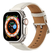 Plain Genuine Leather Watch Band For Apple Watch 46mm / 49mm / 45mm / 44mm(White)